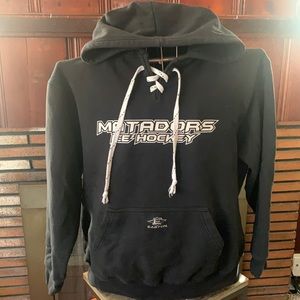 Easton Matadors Ice Hockey black hooded sweatshirt XL CSUN hockey skate strings